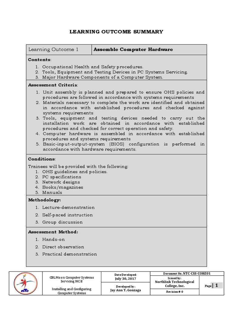 CSS Core UC1 ContentsLO1 | PDF | Computer Monitor | Random Access Memory