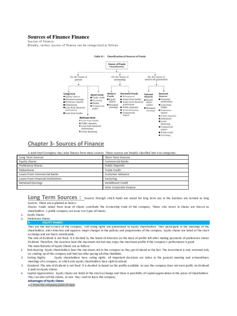 Sources of Finance for Companies | PDF | Stocks | Credit