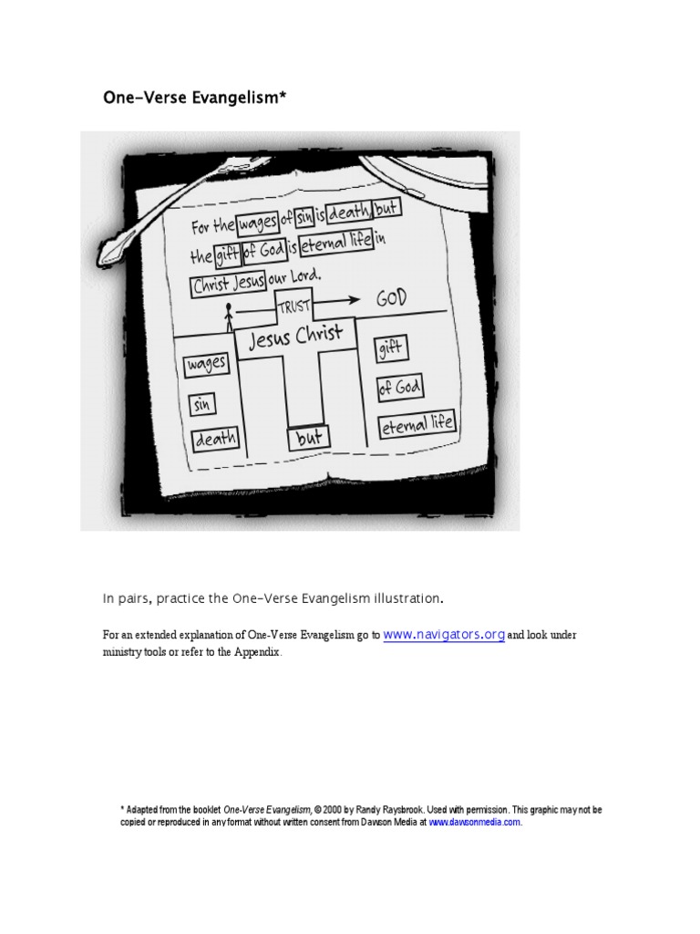 In Pairs, Practice The One-Verse Evangelism Illustration | PDF ...