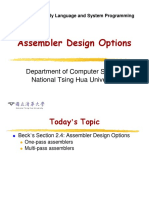 Assembler Design Options: Department of Computer Science National Tsing Hua University