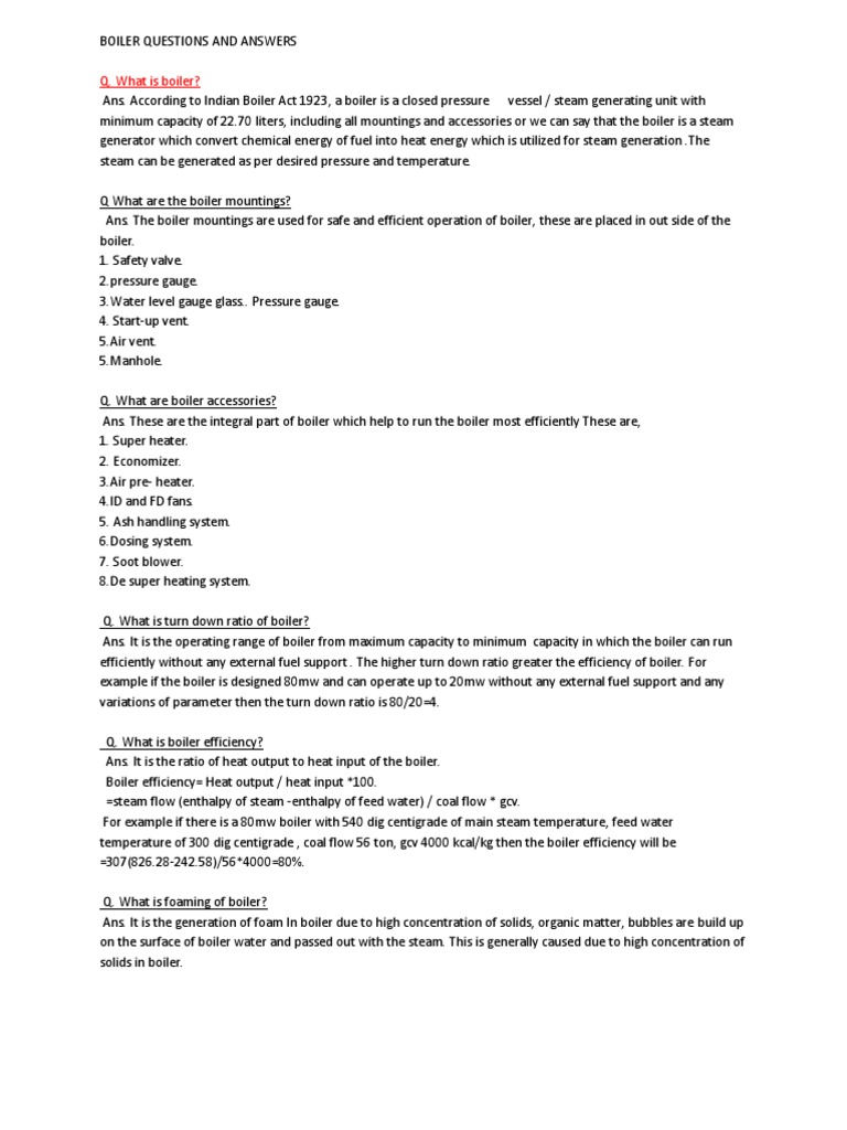 Boiler Questions and Answers | PDF | Boiler | Pump
