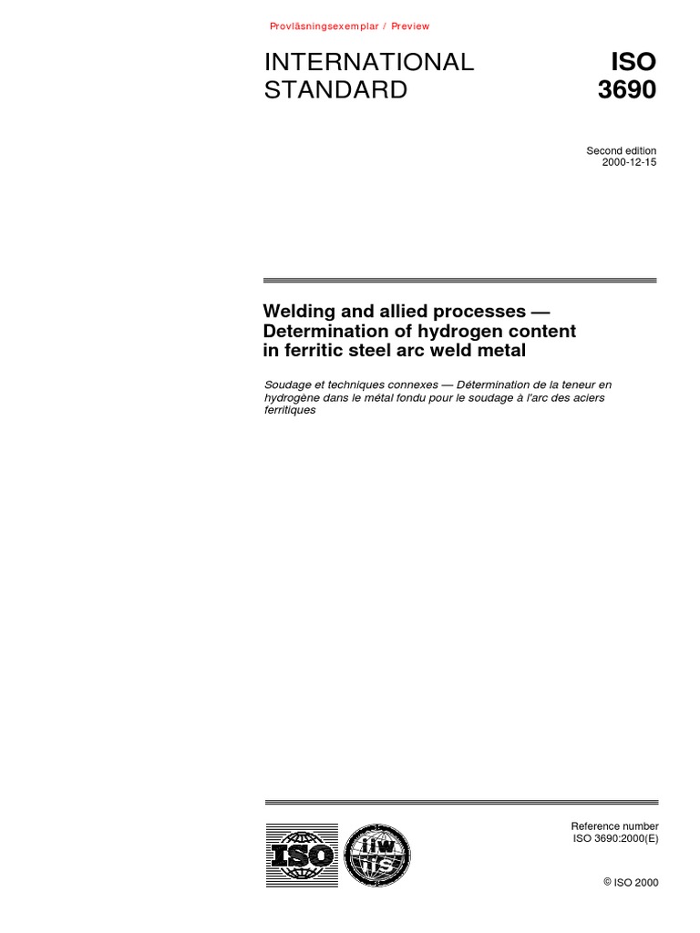 ISO 3690 2000 HydrogenEN FR | PDF | International Organization For ...