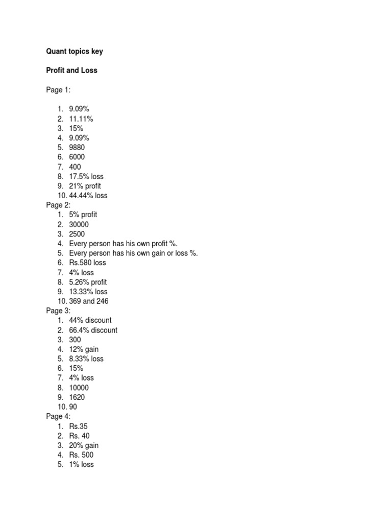 Profit and Loss Key Metrics Guide | PDF