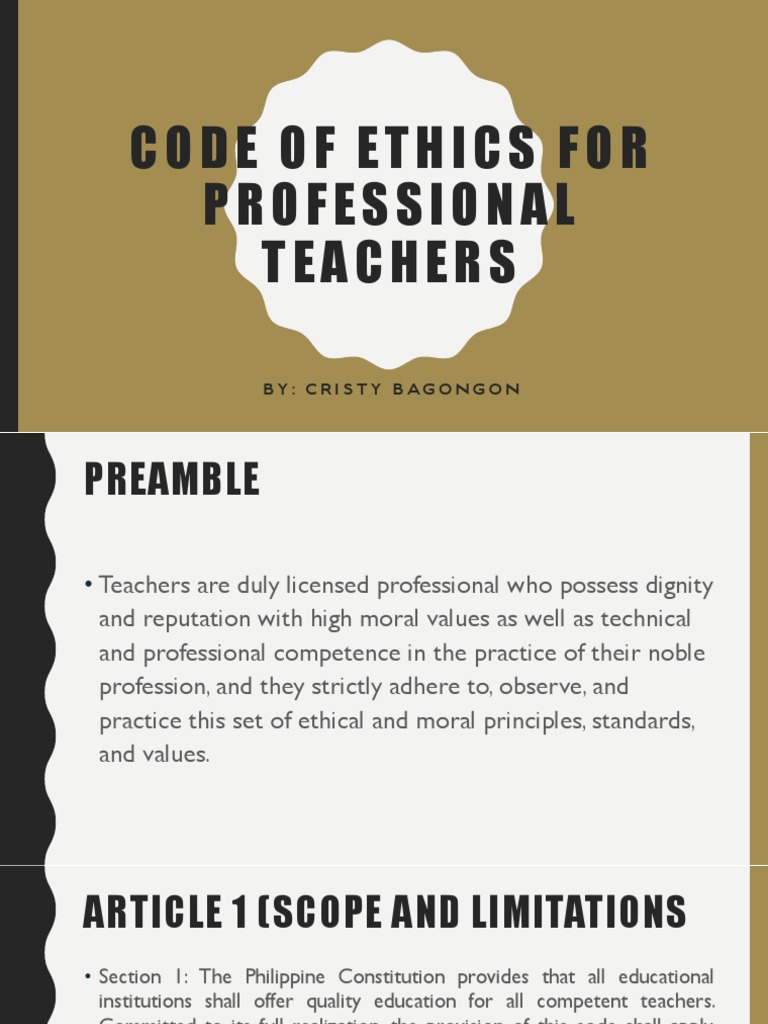 Code Of Ethics For Professional Teachers alog Pdf