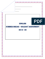 English Summer Break - Holiday Assignment 2019 - 20