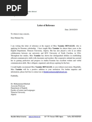Letter of Reference