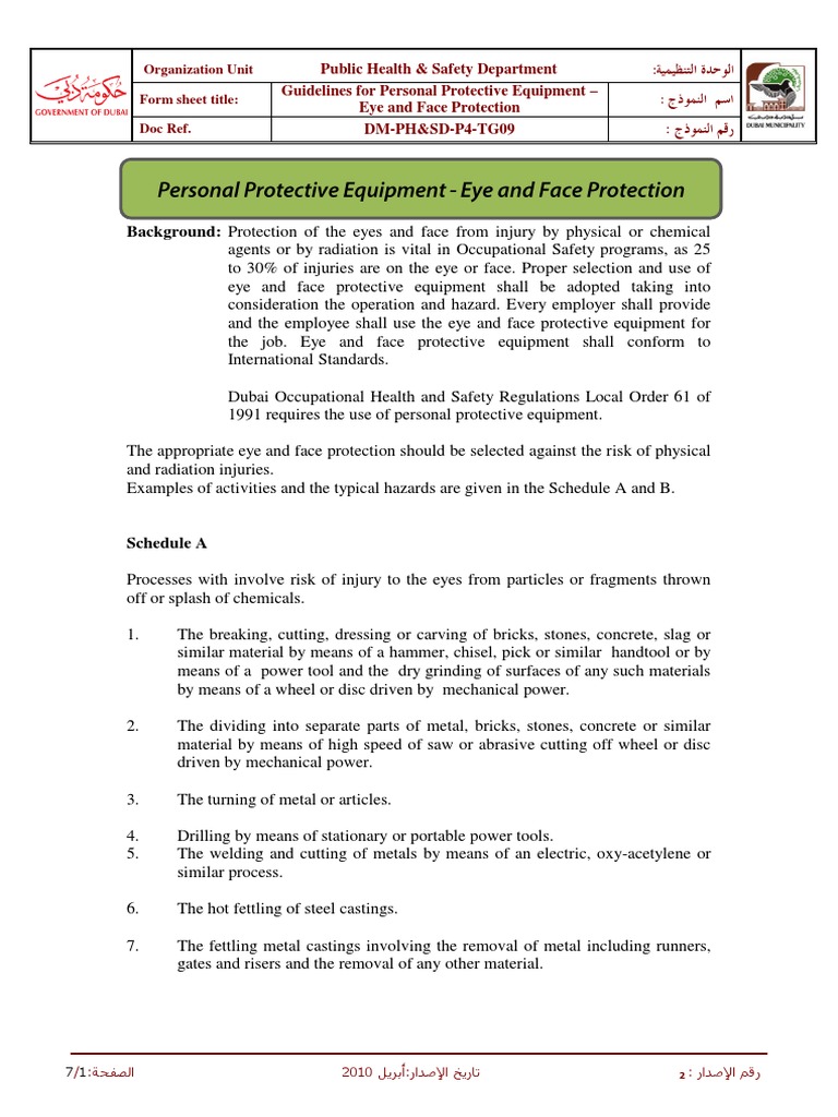 Eye and Face PPE Guidelines | PDF | Welding | Construction