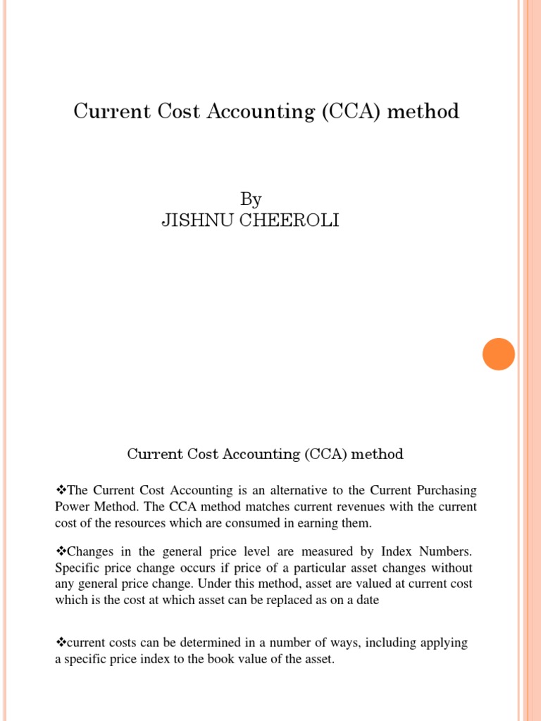 Current Cost Accounting Method PDF Historical Cost Financial Accounting