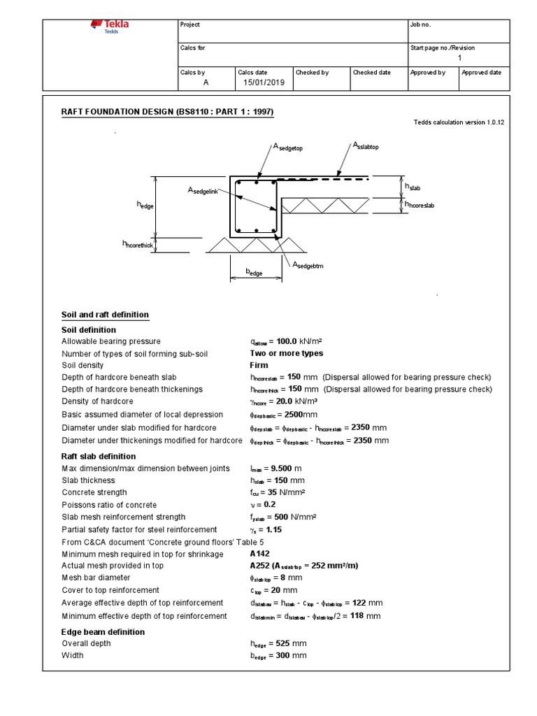 Raft Foundation Design Calculations | PDF | Bending | Beam (Structure)