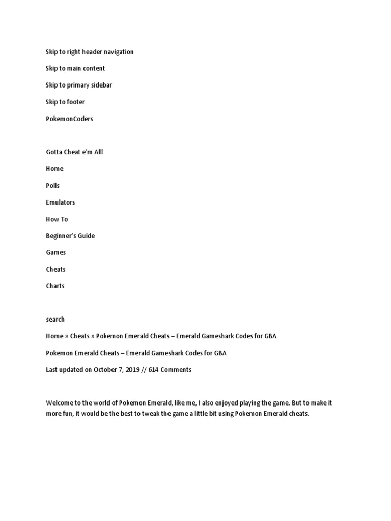 Skip To Right Header Navigation Cheating In Video Games Pokemon