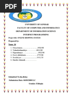 University of Gondar Faculty of Computer and Informatics Department of Information Science Internet Programming