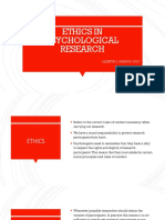 Ethics in Psychological Research: Lilibeth L. Manigo, RGC Psych 103 Faculty