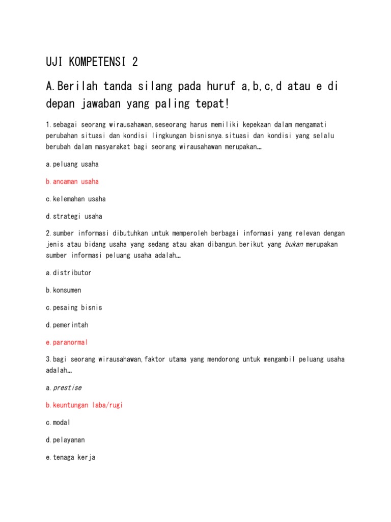 Tugas Pilihan Ganda Husnawia