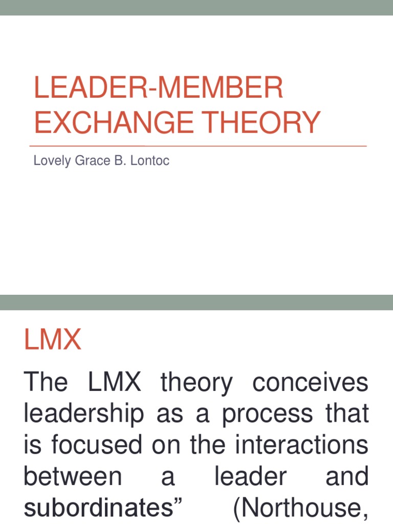 Leader Member Exchange Theory Pdf Leadership Behavioural Sciences
