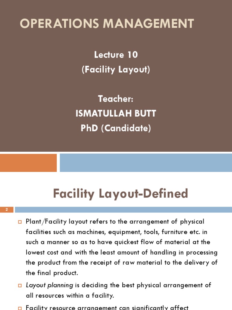 OM-Lec 10 (Facility Layout) | PDF | Ventilation (Architecture) | Factory