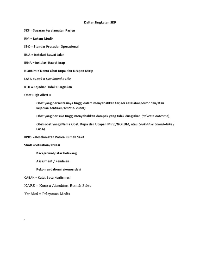 Daftar Singkatan SKP PDF
