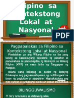 Filipino Sa Kontekstong Lokal at Nasyonal
