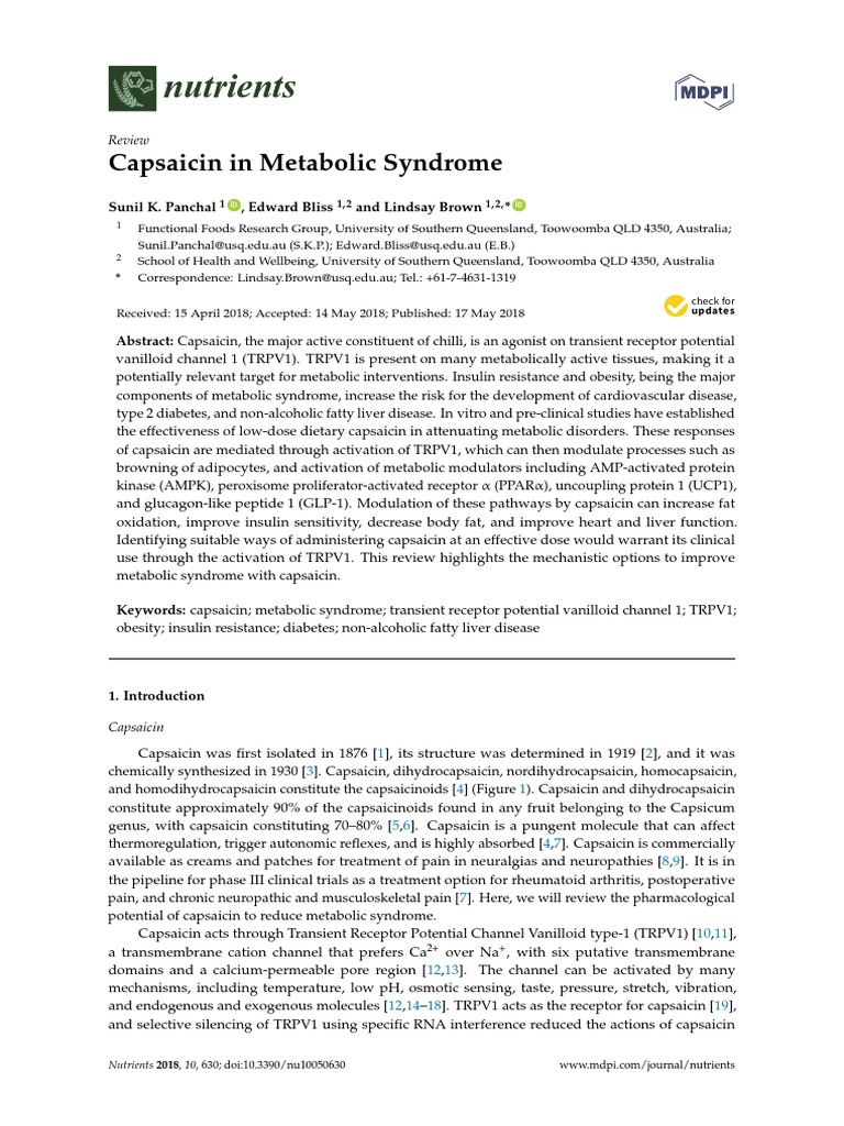 Capsaicin in Metabolic Syndrome | PDF | Insulin Resistance | Metabolic ...
