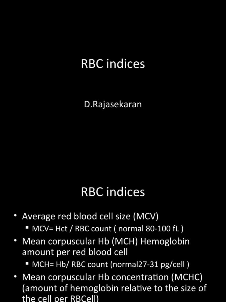 RBC Indices and Normal Values | PDF | Science & Mathematics ...