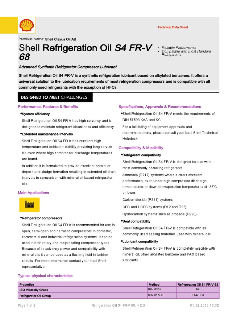 4 Refrigeration Oil S4 FR-V 68 | PDF | Chemical Process Engineering ...