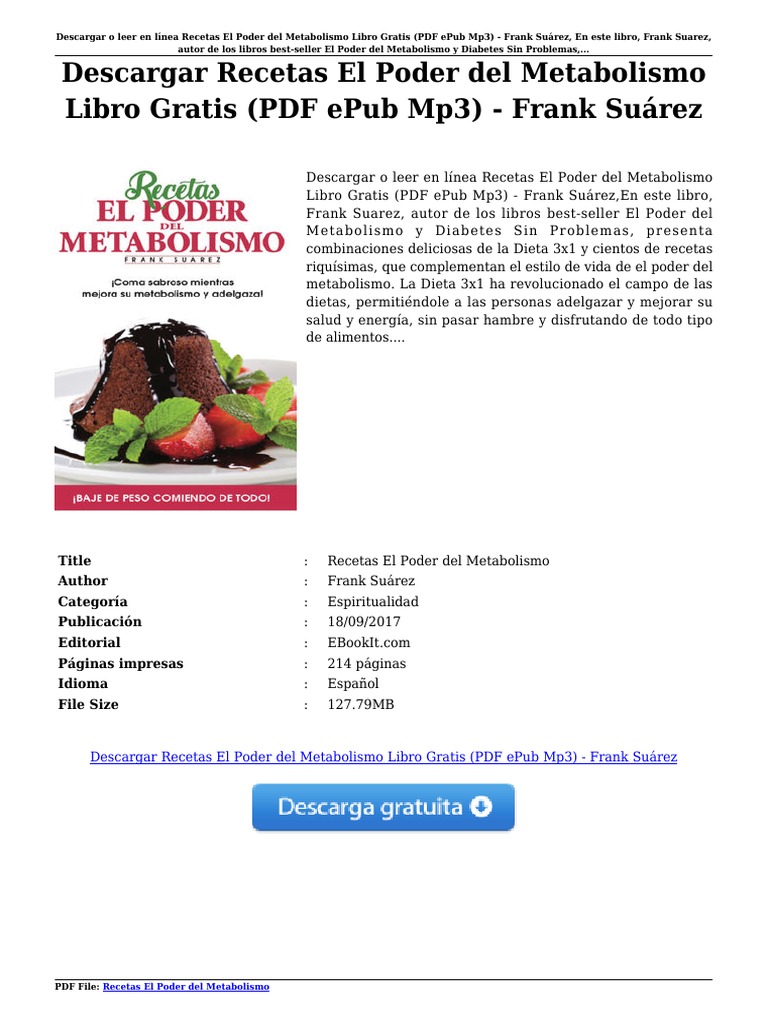 El Poder Del Metabolismo Por Frank Suarez Pdf