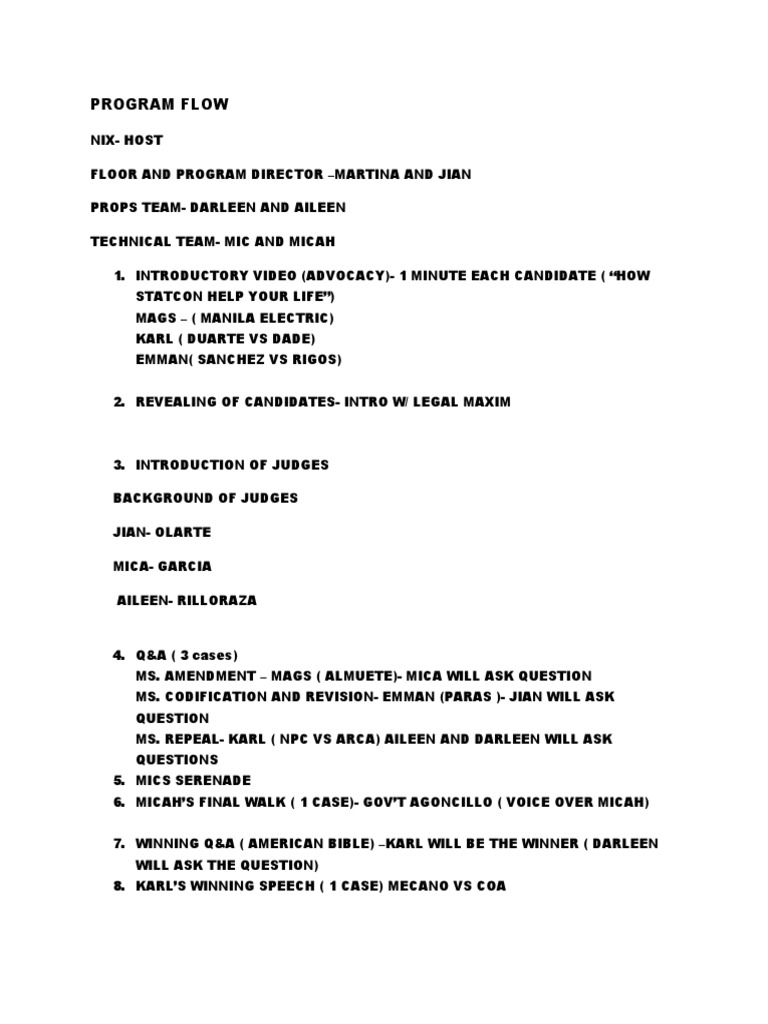 Program Flow for Advocacy Event | PDF | Science & Mathematics