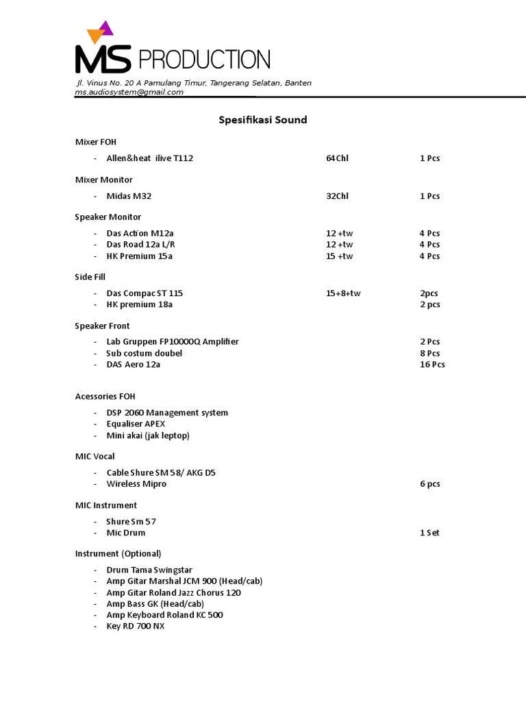 Comprehensive Sound System Specs | PDF