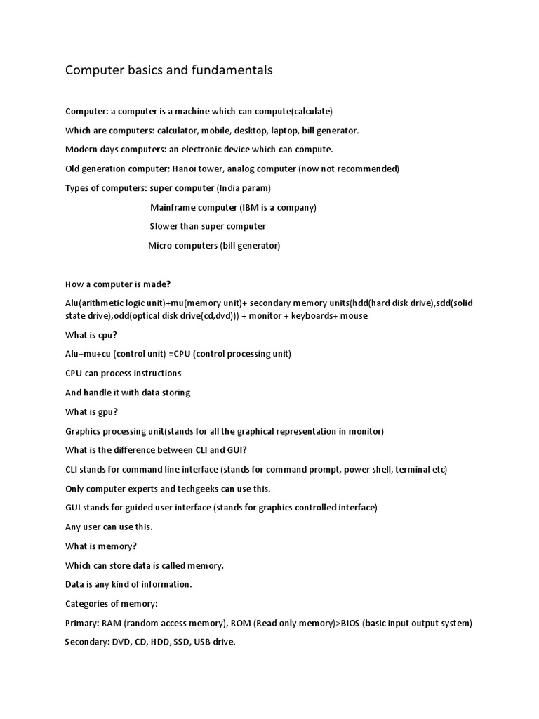 Computer Basics | PDF | Server (Computing) | Computer Network