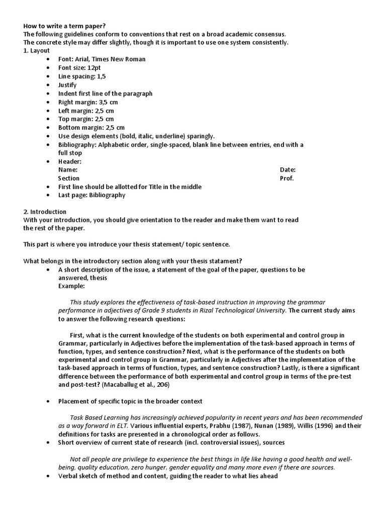 Term Paper Writing Guidelines | PDF | Citation | Argument