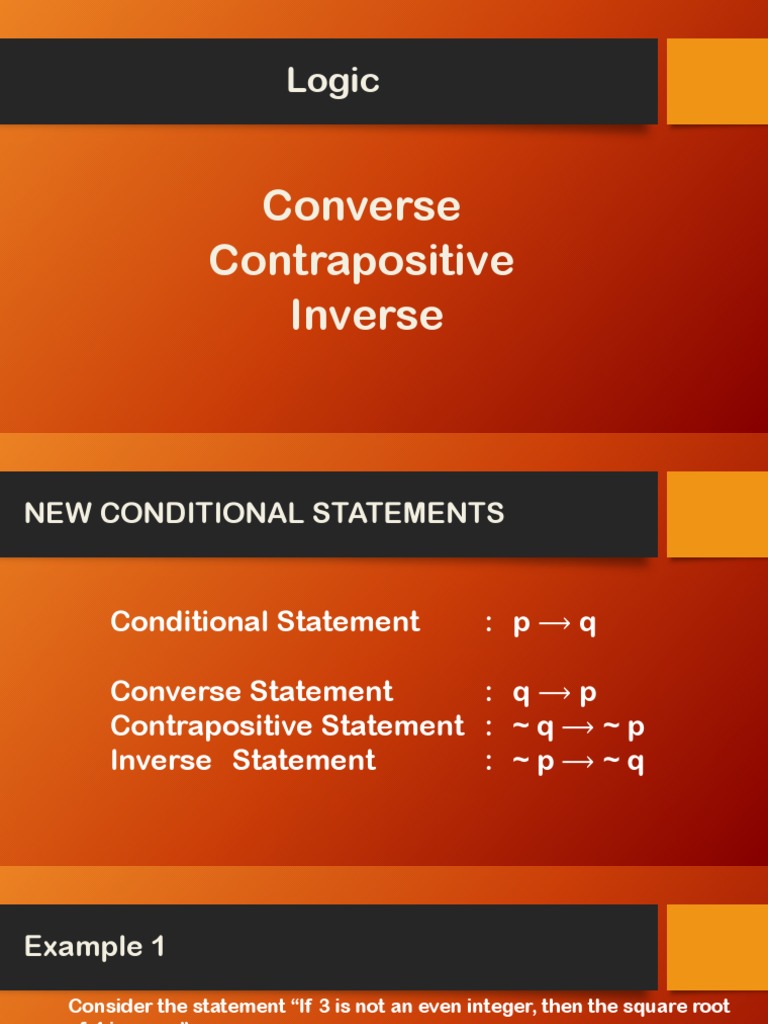 Logic Converse Contrapositive Inverse Contradiction Mathematical Logic