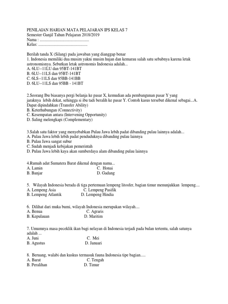 Soal Latihan Ips
