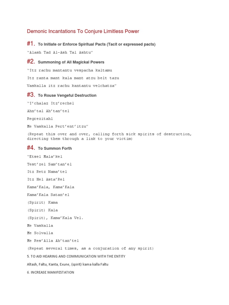 Demonic Incantations for Power and Summoning | PDF