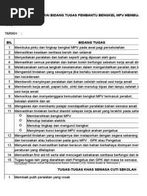 Senarai Tugas Pembantu Operasi Mpv 2 Pdf