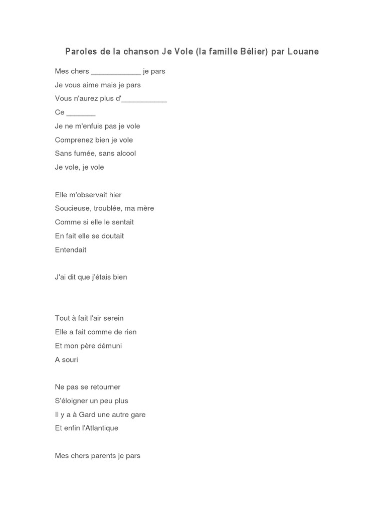 Dans Quelle Chanson Trouve T On Ces Paroles