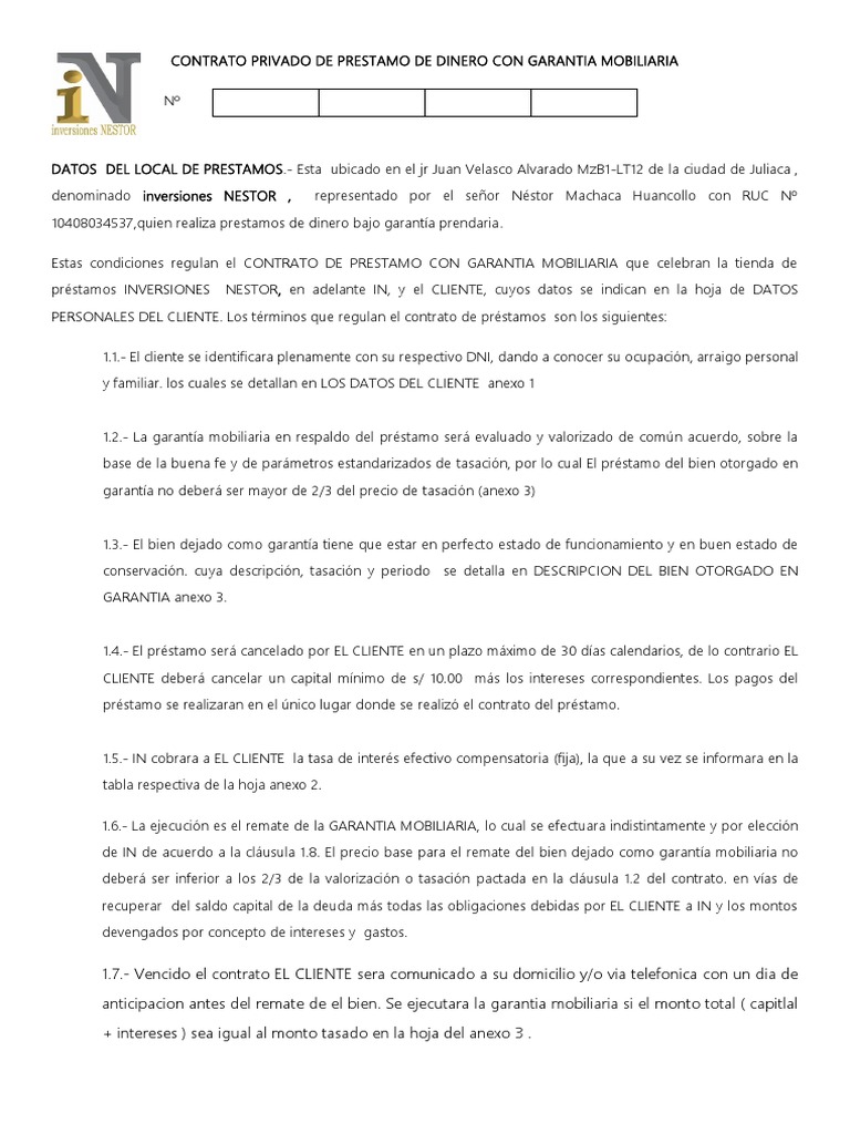 Contrato Privado de Prestamo de Dinero | PDF | Interés | Crédito