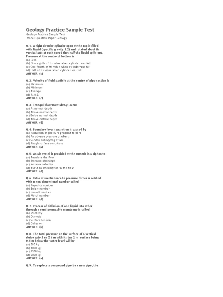 Geology and GK Practice Test Questions | PDF | Deformation (Mechanics ...