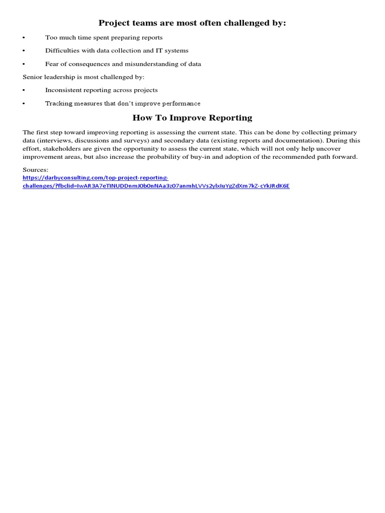 Improve Project Reporting Challenges | PDF | Career & Growth | Business