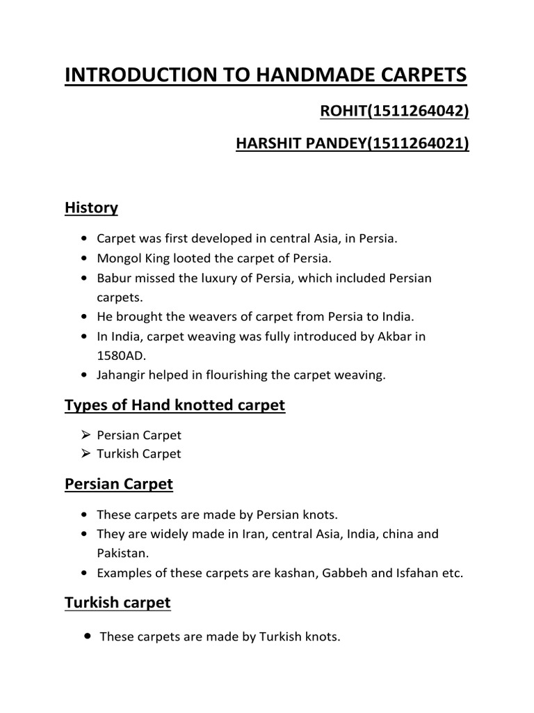 Introduction To Handmade Carpets PDF