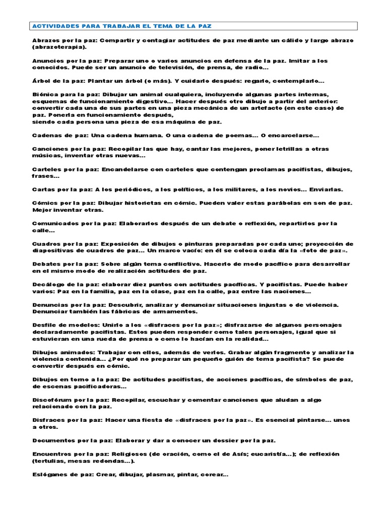 Actividades para el Día de la Paz | PDF | Pacifismo | Paz
