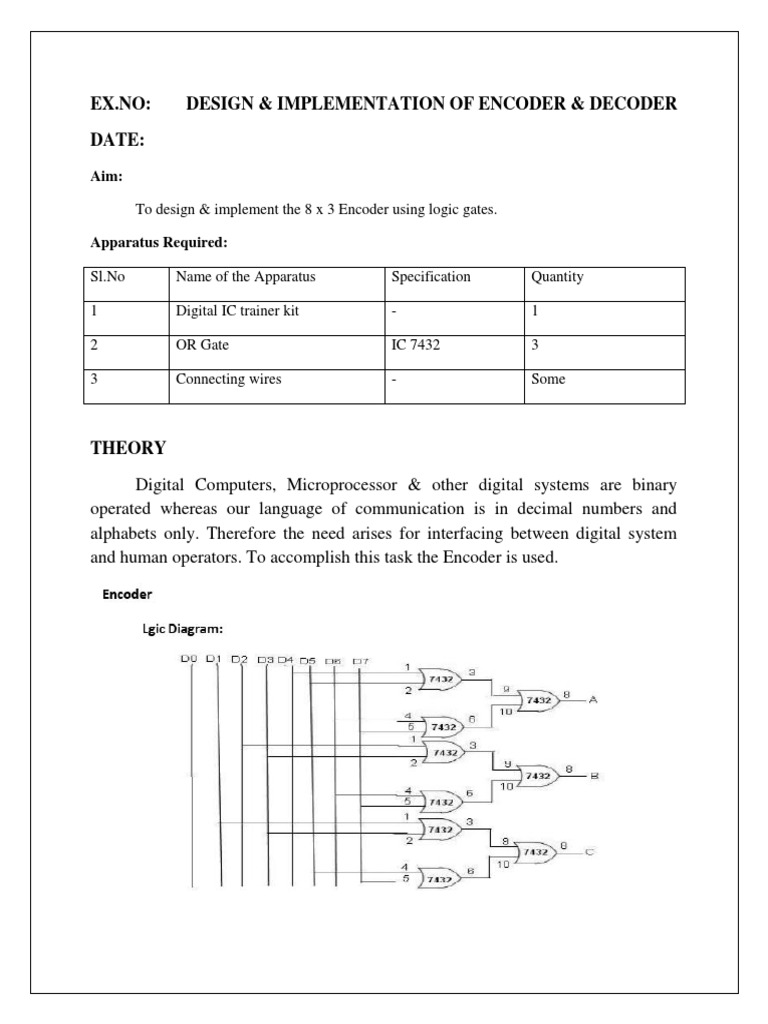 Encoder & Decoder Using Circuits | PDF