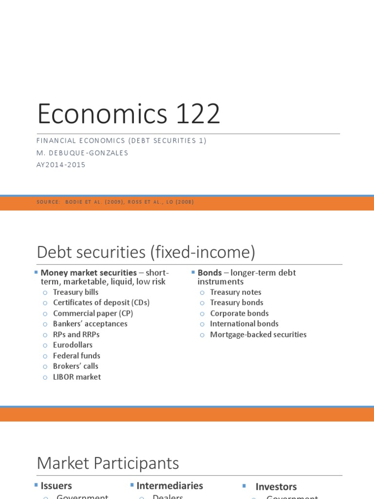 Econ 122 Lecture 5 Debt Securities 1 | PDF | Repurchase Agreement ...