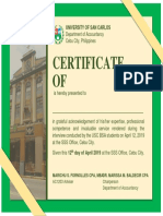Certificate OF Appreciation: Department of Accountancy Cebu City, Philippines