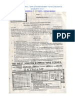 WASSCE WAEC May June 2004 Geography Paper 1 Section A Objective