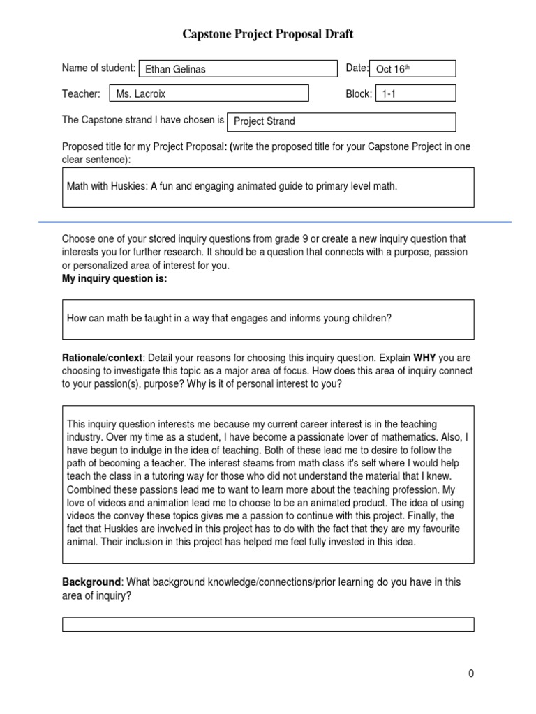 Capstone Project Proposa | PDF | Mentorship | Question