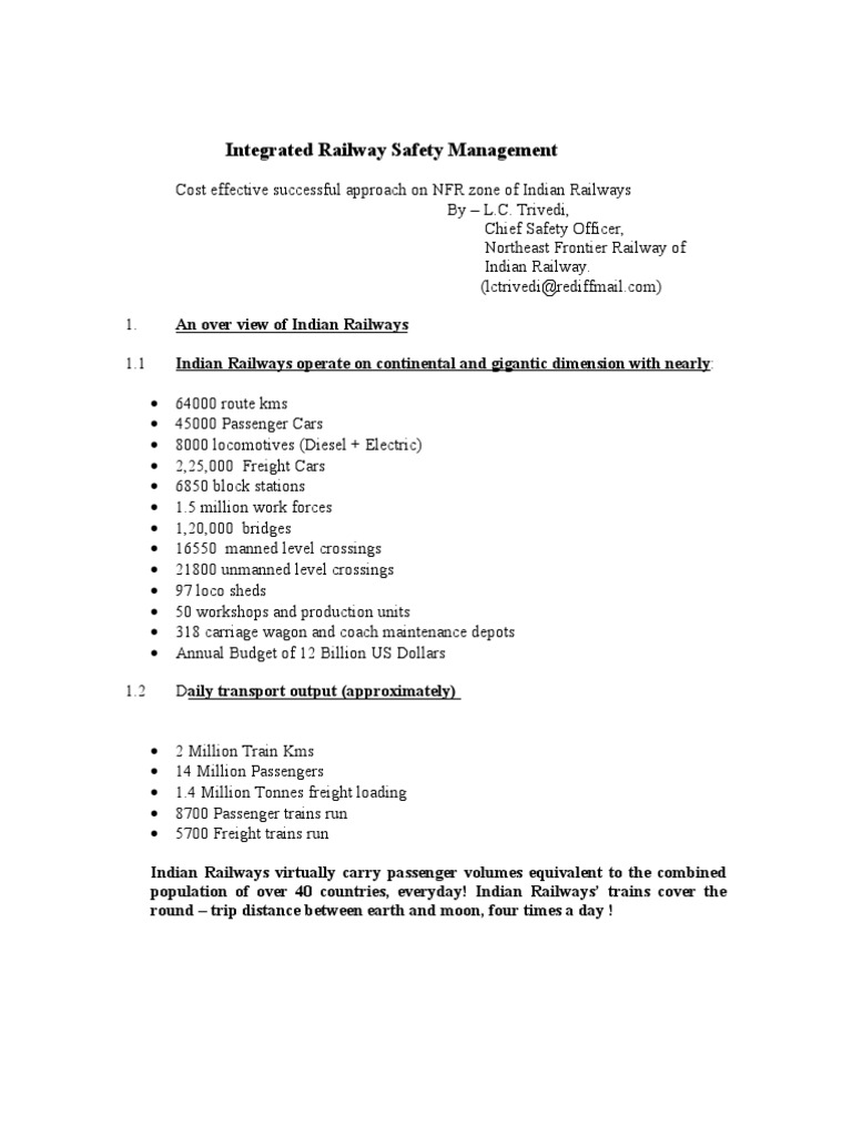 Railway Safety Management in India | PDF | Rail Transport | Train