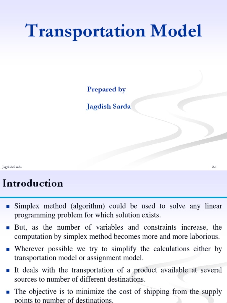 Transportation Model: Prepared by | PDF | Linear Programming ...