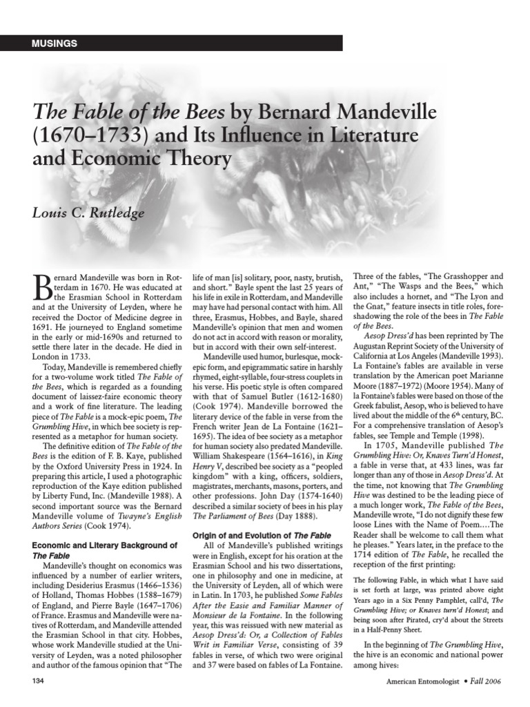 (1670 - 1733) Bernard Mandeville - The Fable of The Bees | PDF | La ...