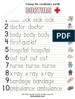 Doctor Hospital Vocabulary Writing Spelling Practice