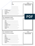 Date: September 23, 2019 Class: - Absent Students: Eat - Write.Teach