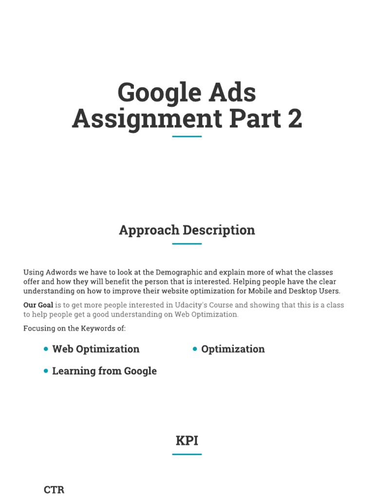Google Ads Assignment Part 2 | PDF